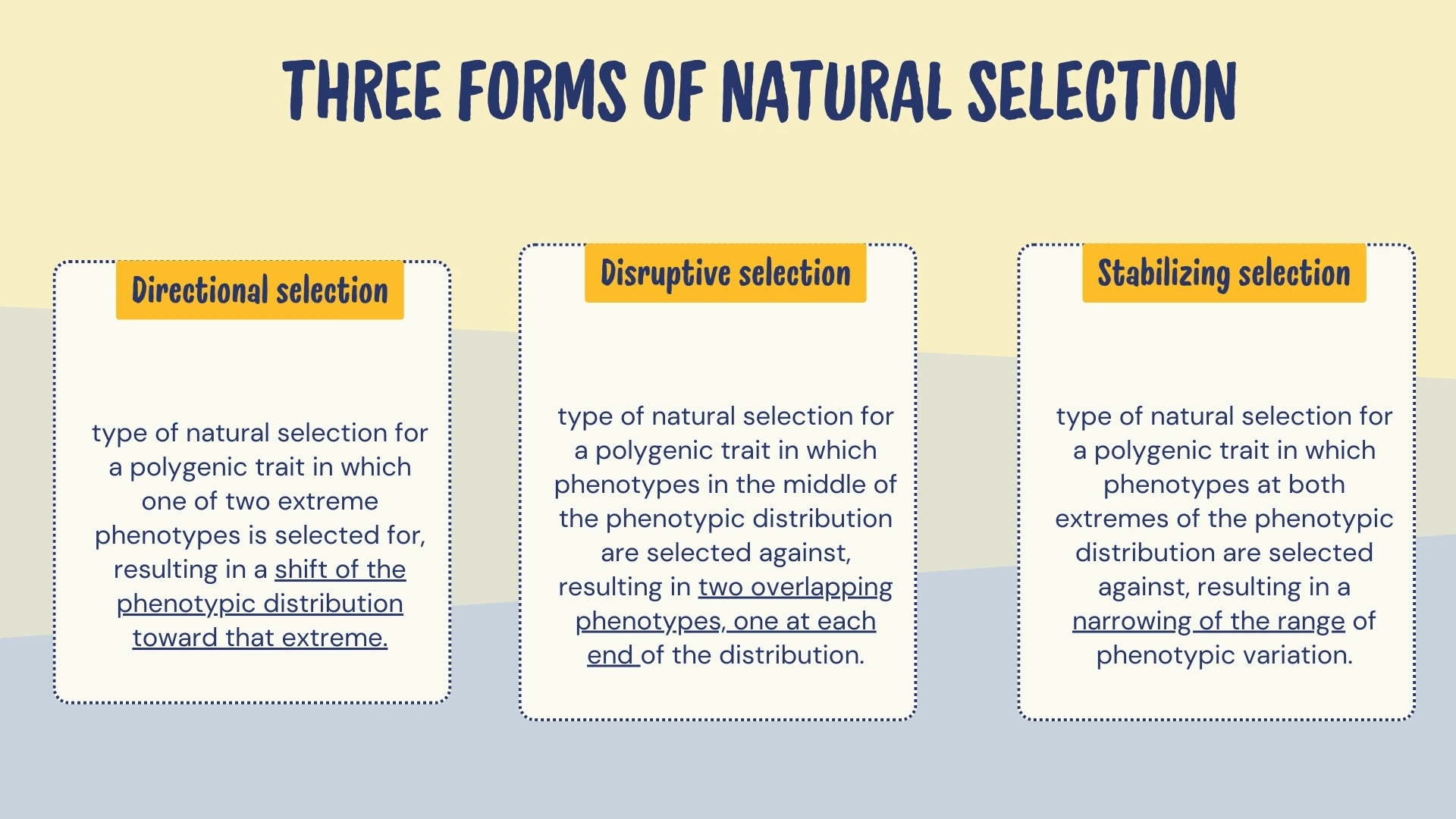 Three Forms of Natural Selection - Definitions