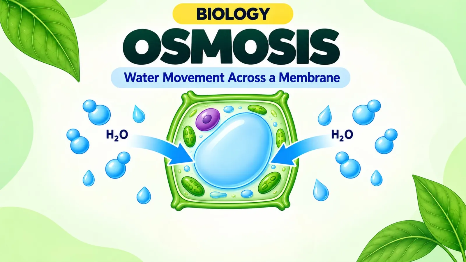 Osmosis: water movement across a membrane into and out of a plant cell