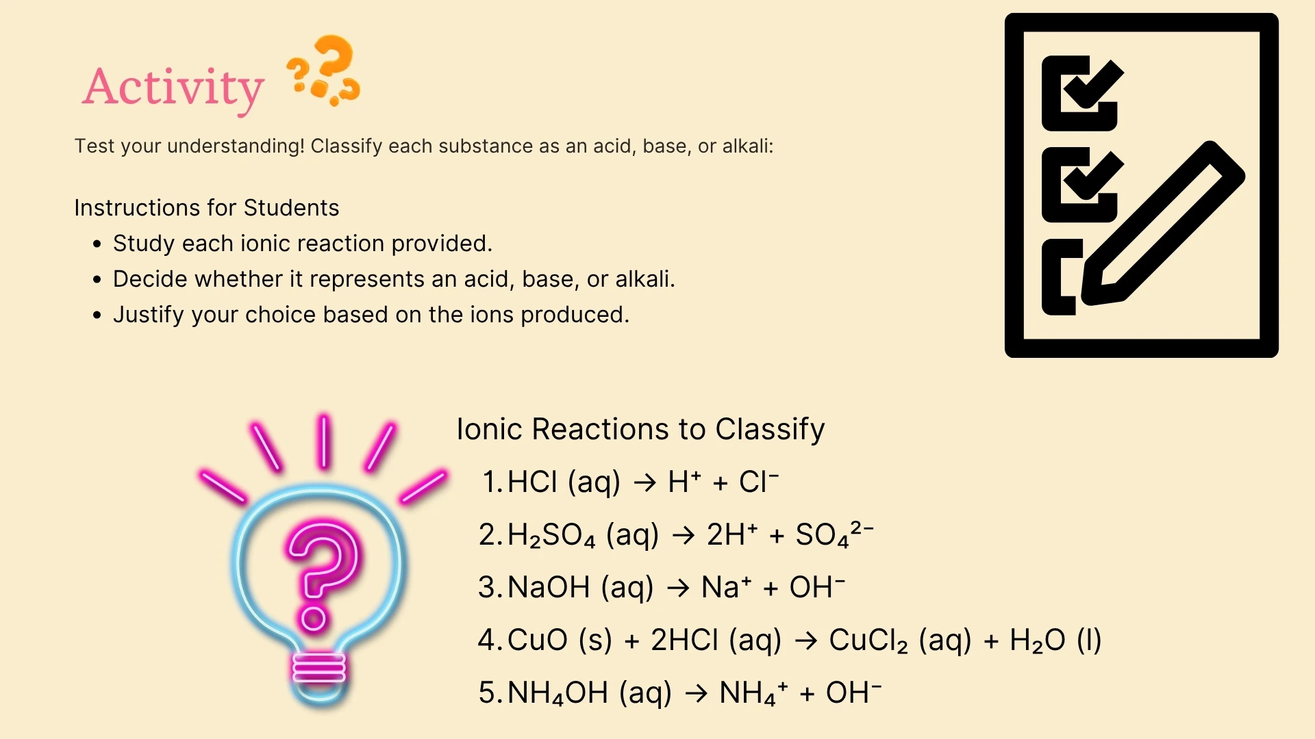 Activity - Classify Reactions