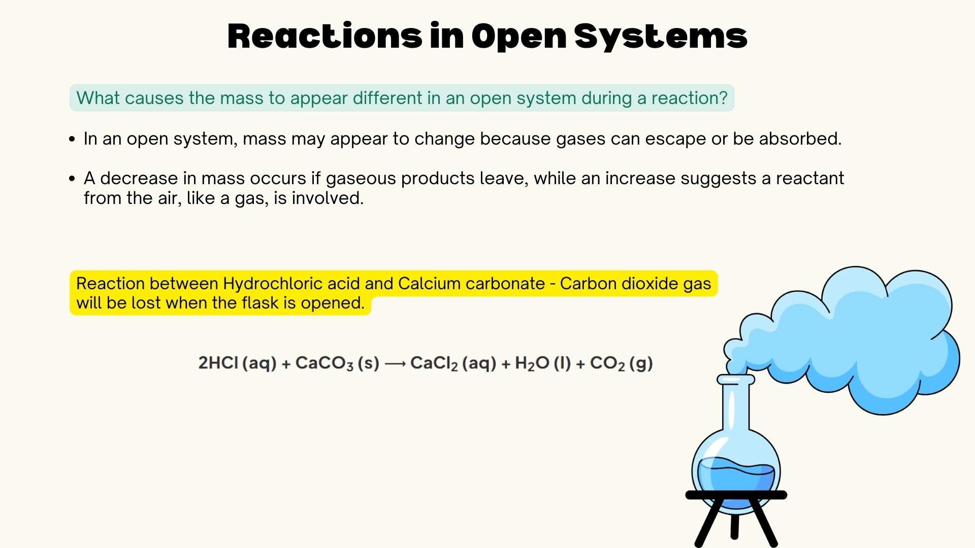 Reactions in Open Systems