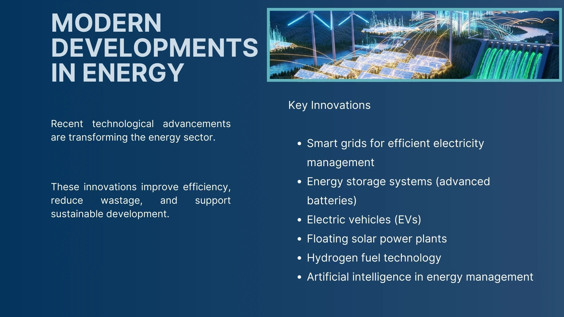 Modern Developments in Energy