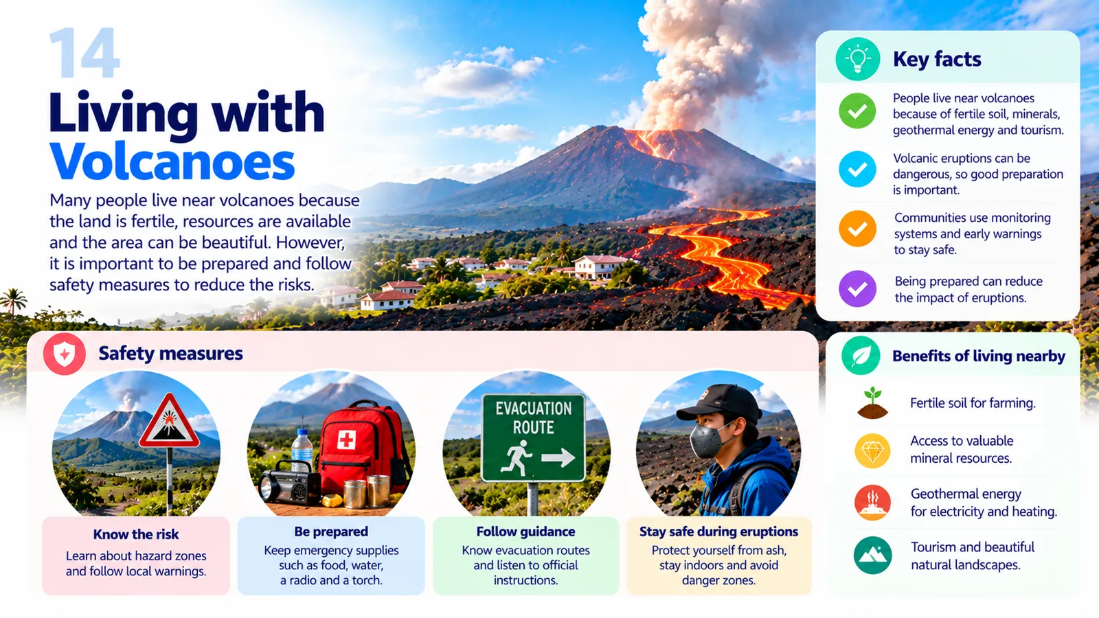 Living with volcanoes: know the risk, be prepared, follow evacuation guidance and protect yourself from ash